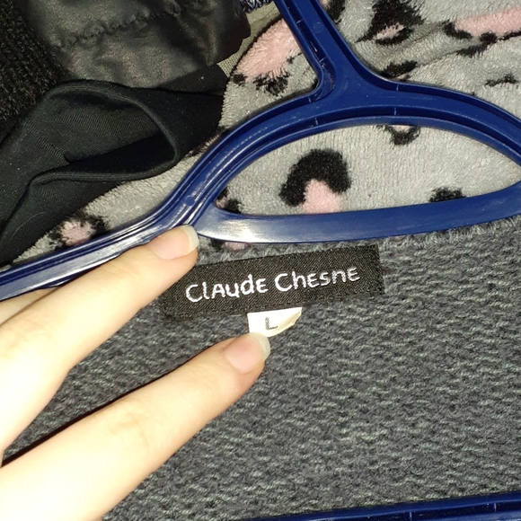 Navy blue/ grey knitted v-neck sweater - Picture 3 of 3